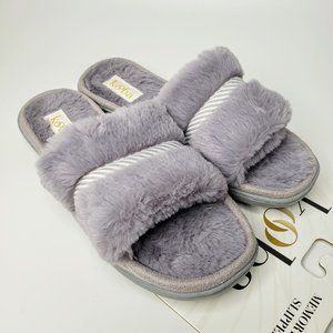 NWT Kooba Slippers Women's Soft Fur Open Toe Slide Sandal Loungewear Comfy L